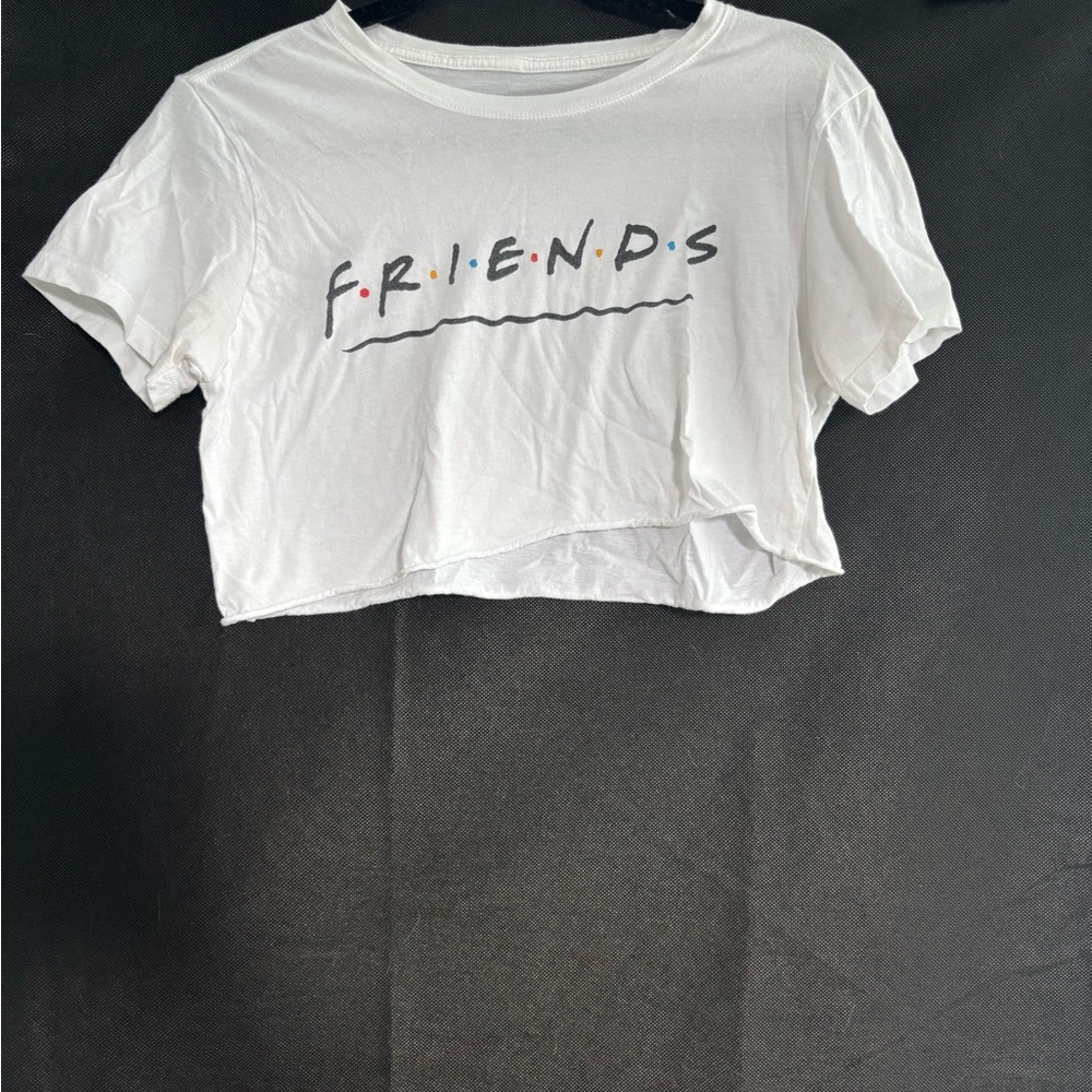 White Friends Graphic Crop Top
